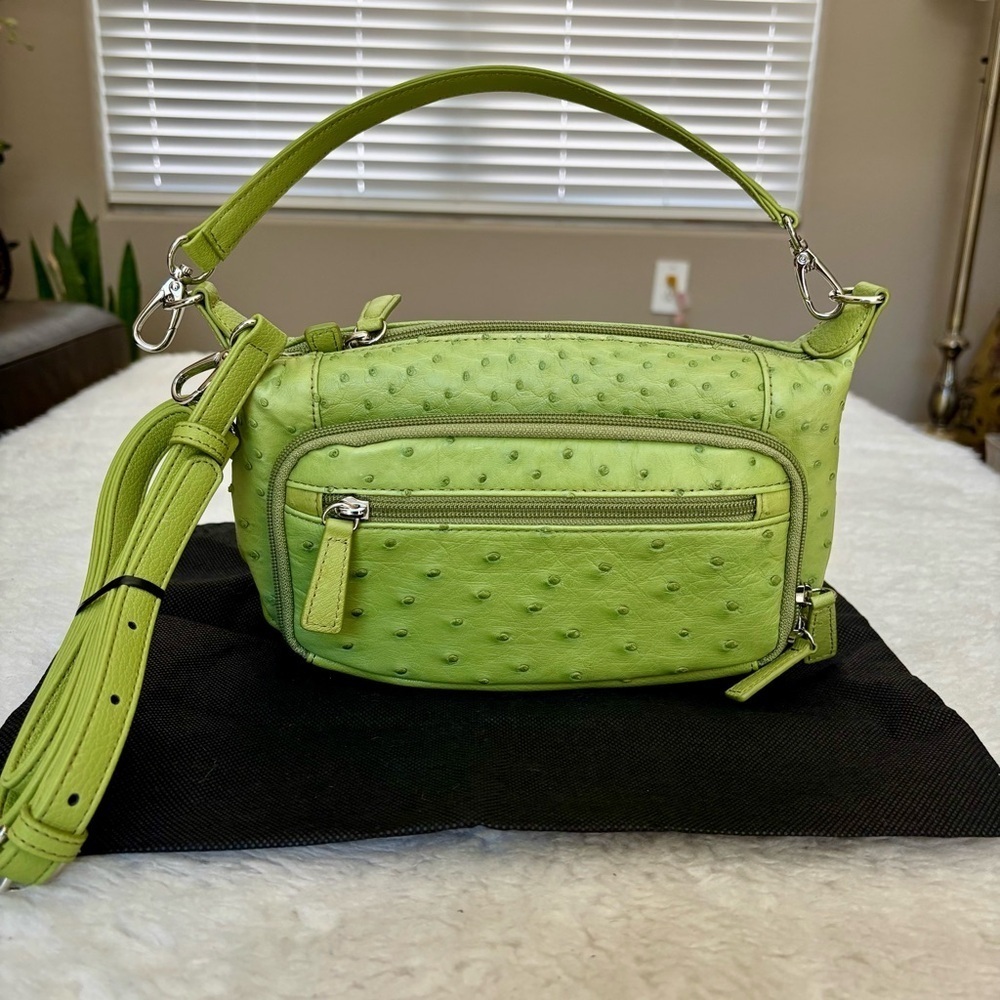 Green Ostrich-Embossed Women's Bag